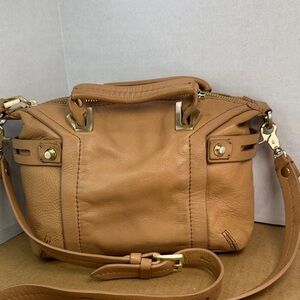 Botkier Flatiron Mini Satchel Small Camel Tan Leather Purse Crossbody